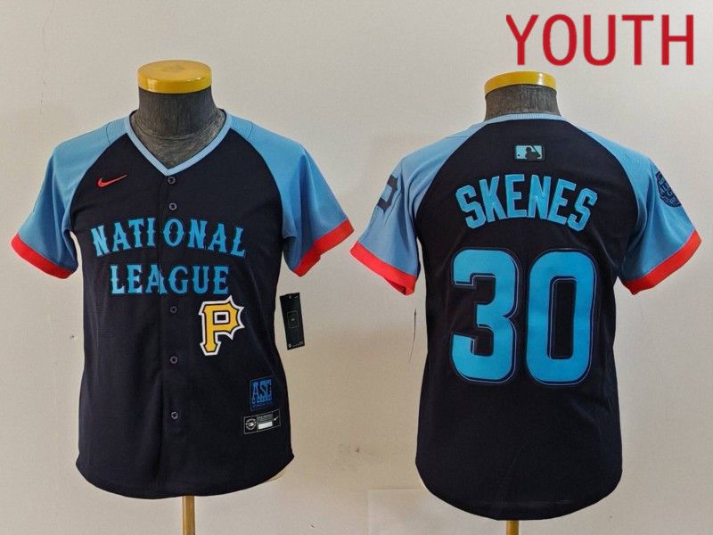 Youth Pittsburgh Pirates #30 Skenes Blue All star 2024 Nike MLB Jersey style 6